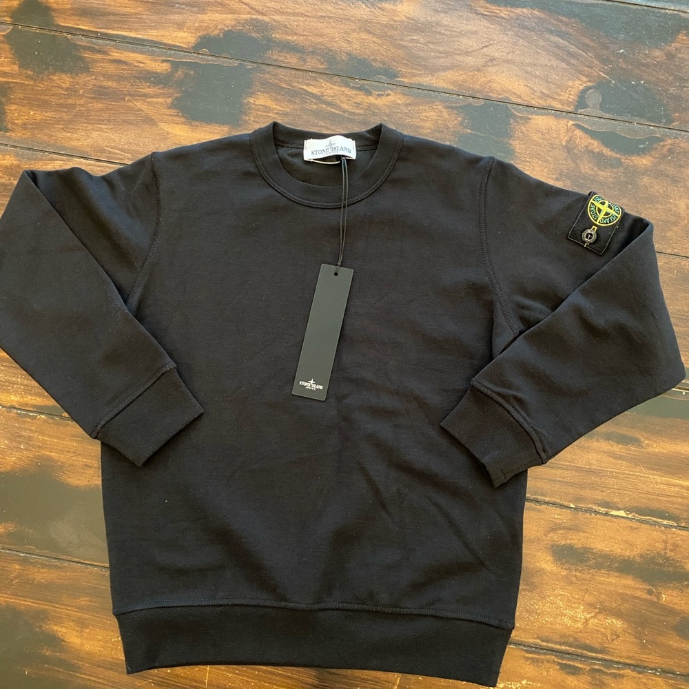 Stone Island Black Crewneck Sweatshirt with Patch